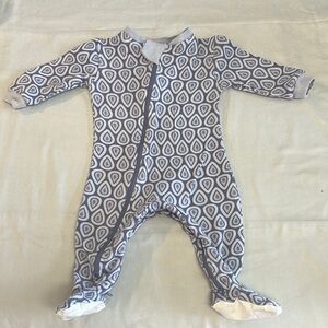 ZippyJamz Blue and Gray Geometric Footies with Front Zipper